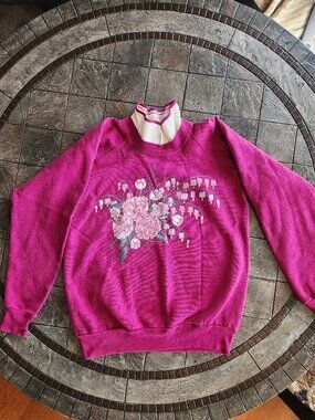Vintage 90s Morning Sun Pink Floral Sweatshirt | Cottagecore Cozy Crewneck